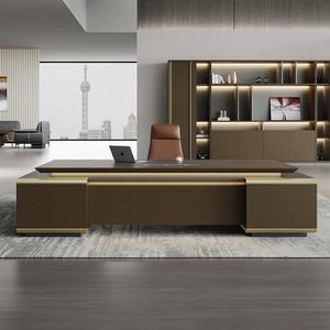 Escritorio de oficina MDF en forma de L ejecutivo de diseño moderno de lujo E0 Grado CEO Boss Panel de madera <span class=keywords><strong>Muebles</strong></span> de oficina de lujo - Product Image 4