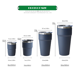 Mug de voyage à double paroi 16 oz en acier inoxydable, <span class=keywords><strong>tasse</strong></span> <span class=keywords><strong>thermos</strong></span> personnalisée, gobelet avec plusieurs couvercles interchangeables - Product Image 3