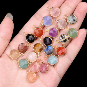 Colgante facetado pulido de cobre chapado de 10 mm de corte redondo para accesorios de joyería DIY, collares y pendientes - Product Image 3