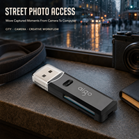 Lecteur de carte SD USB 2.0 avec fente MicroSD et prise USB-A intégrée, adaptateur de mémoire compact pour l'importation de fichiers d'appareil photo, vente en gros