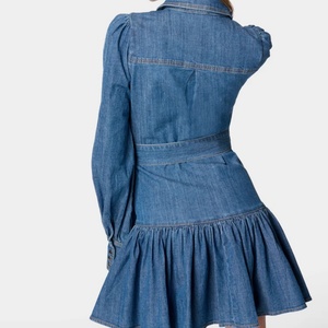 เดรสยีนส์ทรงบอดี้คอนแบบยืดได้ รุ่นใหม่ OOTD ปี 2025 สำหรับผู้หญิง แขนยาว แต่งเข็มขัด ผ้ายีนส์ฟอกสี ความยาวปานกลาง รับตัดตามสั่ง - Product Image 3