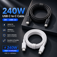 Câble de charge USB-C vers USB-C 240W 2,0M PD3.1 5A, câble de données USB 2.0, vente en gros d'usine, logo personnalisé OEM ODM