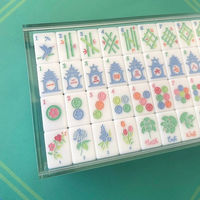 160PCS Premium 2 Lapisan Ubin Mahjong Akrilik Amerika Set Permainan Mahjong dengan Ukiran Kustom untuk Malam Permainan Keluarga