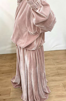 Ensemble Abaya 2 pièces R-867 Hiver à Capuche en Velours Longueur Cheville Manches Longues Coupe Ample Décontracté Islamique Grande Taille