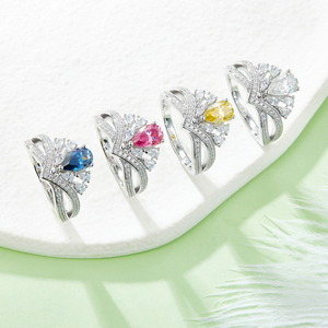 V-Hình Nước Drop Shipping S925 Sterling Silver Plated Bạch Kim Màu Moissanite Của Phụ Nữ Nhẫn Cưới 1 Carat D-<span class=keywords><strong>Class</strong></span> Gra Chứng Nhận - Product Image 5