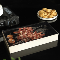 Boîte à sushi personnalisée en bois élégante de forme rectangulaire jetable avec couvercle transparent et insert