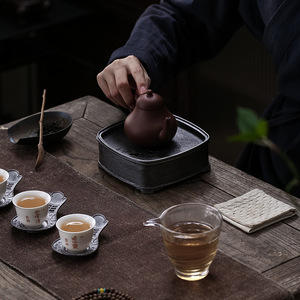 Square <b>Tea</b> Tray With Water Storage For Kung Fu <b>Tea</b> <b>Set</b> Dry Brewing Table Ancient Tin Teapot Stand Viewing Bamboo - Product Image 3