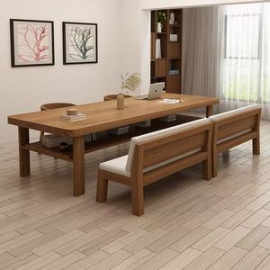 Solid Wood Long <b>Desk</b> Minimalist Modern Design Nordic Style Home Office Multi Person Study <b>Workstation</b> - Product Image 1