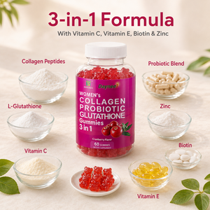 Gummies 3-en-1 <span class=keywords><strong>Collagène</strong></span> Probiotique Glutathion pour Femmes, Saveur Canneberge, Biotine Vitamine C, Complément Quotidien Beauté et Santé Intestinale - Product Image 3