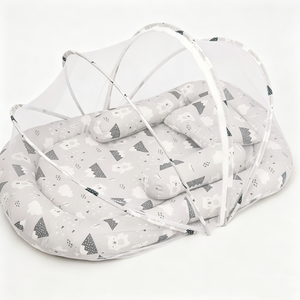 Custom <b>Baby</b> <b>nest</b> with mosquito net, Portable newborn <b>baby</b> lounger <b>nest</b>, Grey bear print <b>baby</b> co-sleeping <b>nest</b> - Product Image 5