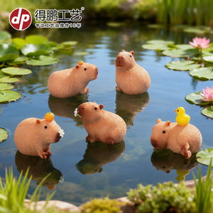 Figurines de capybara en résine, mini ornements animaux pour la décoration de la maison et du jardin - Product Image 4