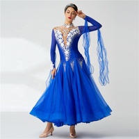B-19612 personnaliser bleu international standard robe de danse de salon organza robe de concours pour la danse de salon pour les femmes