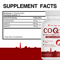 Complément nutritionnel CoQ10, Coenzyme Q10 avec vitamines C et E, soutient la santé cardiaque, l'énergie cellulaire et la défense antioxydante