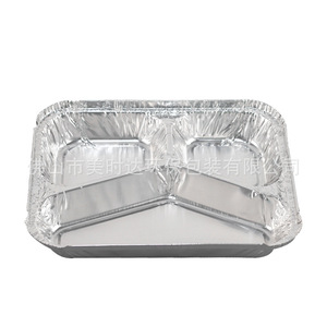 Disposable Aluminum Foil <b>Lunch</b> <b>Box</b> 750ml Three Compartment <b>Microwave</b> Safe Takeout Packaging - Product Image 2