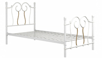 Cadre de lit en fer blanc avec accents dorés, gain de place et durable, aucun sommier tapissier nécessaire pour chambre à coucher et chambre d'amis Uetco