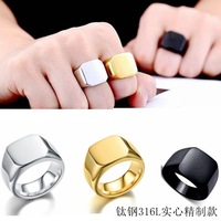 Schlichtes Design Benutzerdefiniertes Laser-Logo Rechteckiger Blanko-Siegelring Herren 18K Vergoldeter Edelstahl Silber/Gold Schmuck Verlobungsring