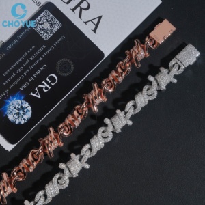 Pulsera de Cadena Cubana de Moissanita, Plata 925 con Baño de Rodio, Certificación GRA, Joyería de Lujo Unisex con Corte Brillante Redondo Geométrico - Product Image 2