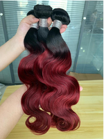 Lot de mèches de cheveux humains brésiliens en vison avec fermeture, cuticules alignées, extensions de cheveux Remy, couleur rouge bordeaux 99J, mèches de cheveux ondulés