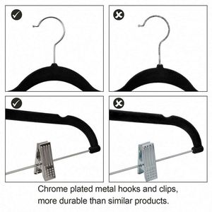 Clip détachable support de pantalon adulte cintre en plastique antidérapant séchage pratique conception de flocage en gros pour cintres en tissu de velours - Product Image 2