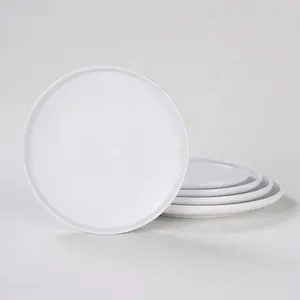 Toptan gıda sınıfı bulaşık makinesinde yıkanabilir beyaz yemekler melamin restoran otel için yemek tabakları yuvarlak plastik yemek takımı sofra
