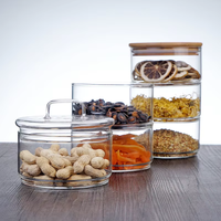 Vente en gros de récipients alimentaires modernes en verre borosilicate de haute qualité, transparents, de 400 ml, avec couvercle, pour la cuisine et les fêtes
