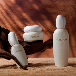 Set de Envases de Lujo con Textura de Piedra para Cuidado de la Piel: Botella de Vidrio con Bomba de 30ml, 50ml, 100ml, 120ml y Tarro de Crema de 50g con Tapa de Piedra Grande - Product Image 4