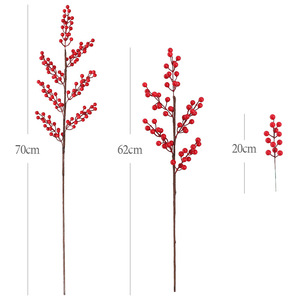 Branches artificielles de baies rouges, 12 fruits par branche, décoration de la maison pour le Nouvel An chinois, ornement porte-bonheur - Product Image 5