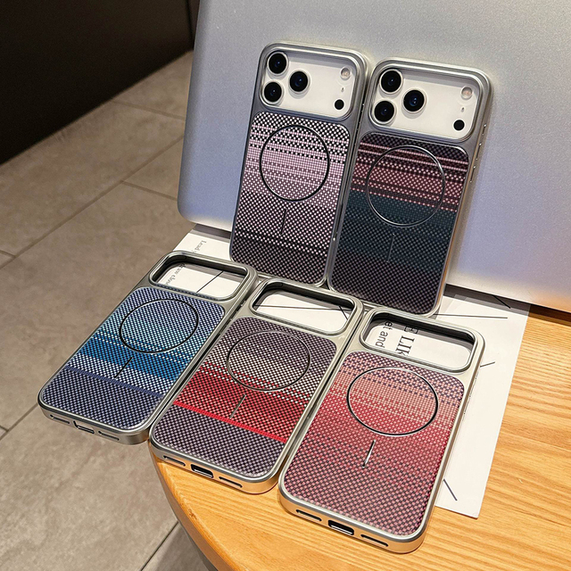 New Carbon Fiber Pattern Magnetic Case for iPhone 11 12 13 14 15 16 17 Pro Max Plus Air 16E Wireless Charging Shockproof Hard PC