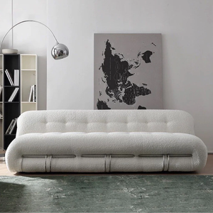 Tobia Scarpa <span class=keywords><strong>Soriana</strong></span> Loveseat Banco Marco de acero inoxidable Sofá seccional Tela Un asiento Sala de estar Sofá Conjunto INS Famoso - Product Image 2