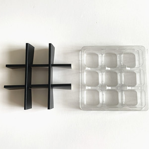 Boîte à chocolats magnétique de luxe personnalisée, 4/9 pièces, emballage rigide en papier noir au toucher doux, étui pour truffes et dattes avec plateau en plastique - Product Image 4