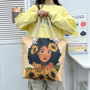 クロスボーダーオールインワントートバッグ女性用ポータブルショッピングバッグクリエイティブ女性用プリント厚いロープ大容量ビーチバッグ2025 - Product Image 2