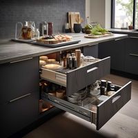 Gabinetes de Cocina Personalizados de Estilo Moderno Alemán, Panel de Madera de Pino, Melamina, Cajones con Cierre Suave, Resistentes al Agua, Bingkun CF-02 Easy