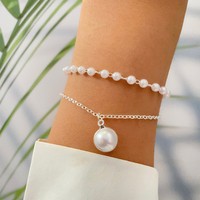 Ensemble de bracelets tendance en chaîne à maillons étoile, cœur et perle plaqués or pour femmes, bijoux de mode, accessoires de bracelet