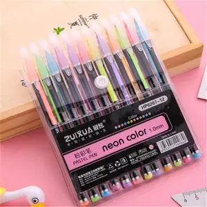 Set pena tinta Gel 12 warna 1mm DIY menulis dan melukis 4 pena Gel warna pilihan untuk kantor dan Sekolah