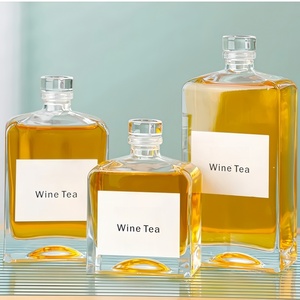 Bouteille en verre carrée vide personnalisable avec bouchon, 250 ml, 375 ml, 500 ml, pour jus, lait, boisson, thé, <span class=keywords><strong>gin</strong></span>, spiritueux, liqueur, whisky, vin de fruits - Product Image 3