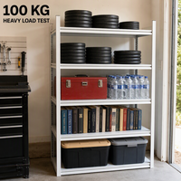 Étagère de rangement réglable à 5 niveaux, noire, en métal sans boulons, avec rainures à clé et nervures de renforcement pour la maison