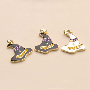 Ciondoli a Forma di Cappello da Strega in Conchiglia <span class=keywords><strong>Naturale</strong></span> Smaltata Placcata Oro per Feste di Halloween - Product Image 4