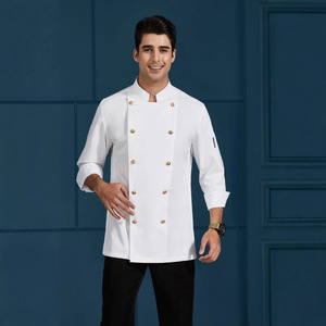 <b>Chef</b> Uniforms White Long Sleeve Cotton Brass Buttons Professional Restaurant Workwear - Product Image 3