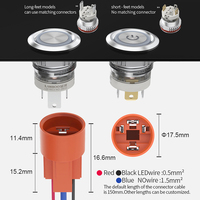 Interruptor de Botón Pulsador LED LANBOO 16E3 de Alta Corriente, 16 mm, 16 A, Impermeable, de Acero Inoxidable, para Uso Industrial y Doméstico, 24 V, IP65