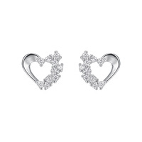 Boucles d'oreilles en argent 925 Moyu Jewelry, serties de zirconiums cubiques étincelants, en forme de cœur pour femme, cadeau pour la Saint-Valentin