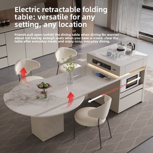 Retractable <b>Foldable</b> Light Luxury Slate Dining <b>Table</b> Smart Home-Use High-End Integrated Multifunctional for Square Be35 Expandab - Product Image 3