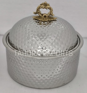 Round Home Dinnerware Customized Size <b>Cooking</b> <b>Pot</b> Silver Color Casserole Dish Casserole <b>Cooking</b> Handmade Design - Product Image 6