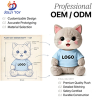 Peluche chat gris personnalisée sous marque privée, jouet en peluche personnalisé, fabrication OEM, animaux en peluche de marque avec mini t-shirt