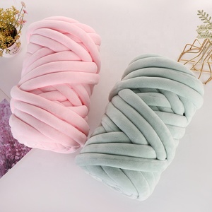 Cynthia Velvet Super Chunky Knit Roving Yarn Vegan Cotton Velvet Tube <b>Thick</b> Yarn for Hand Arm Knitting Blanket - Product Image 6