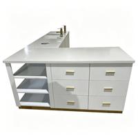 Meuble-lavabo intégré blanc moderne avec vasque pour salon de beauté, onglerie, spa, hôtel, chambre à coucher