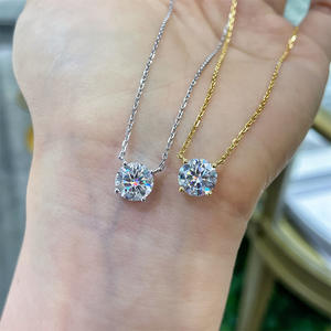 Nuevo Collar de Plata a la Moda con Colgante de Piedra de Silicio Moissanita de 2CT y 8mm - Product Image 5