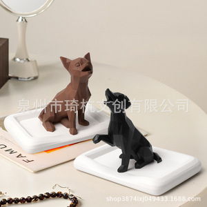 Qihang Cultural And Creative Dog Shape Jewelry Organizer Resin Animal Decor For <b>Dressing</b> <b>Table</b> Storage Display - Product Image 3