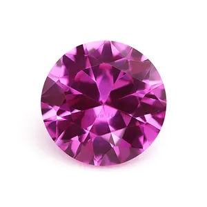 Best Quality Corundum 3# Loose Stones Ruby Round Brilliant Cut Rose Color Synthetic Corundum Gemstones