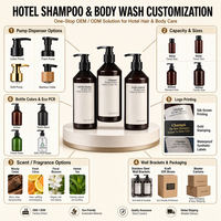 Ensemble shampoing et gel douche personnalisé ODM OEM, kit de soins capillaires et corporels à marque privée avec logo, parfum et emballage personnalisés pour hôtel et spa