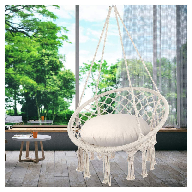 Hot sale hand made home decor round hanging swing portable outdoor swing hang chair